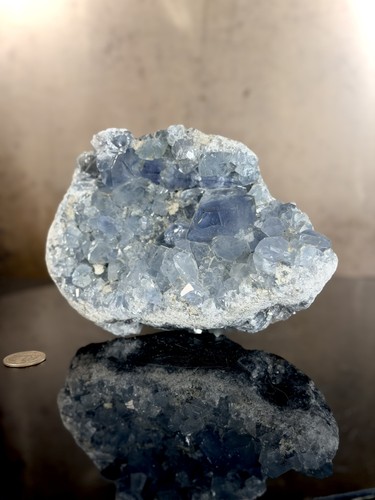 Deep blue celestite crystal - blue,